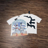 26ss Cross-Border Foreign Trade Mixed Emotion American Fashion Brand New Short-Sleeve Angel Rhinestone Loose T-Shirt for Men