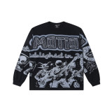 High-quality MIXED EMOTION trendy street hip-hop rhinestone white ink direct-print zipper hoodie for men and women