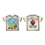 FIRST ROW LOST UTOPIA UNIVERSE CROPPED TEE white ink direct print short sleeve t-shirt for men