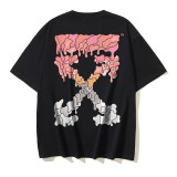 25ss European and American cross-border fashion high street OFF-WHITE high-quality printed graffiti loose short-sleeve T-shirt for men and women
