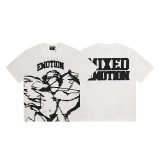 MIXED EMOTION American Fashion High Street Retro Loose Rhinestone Summer Pure Cotton Short Sleeve T-Shirt Unisex