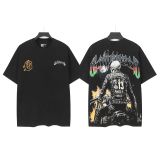 25ss Summer New Godspeed American Style Trendy Rock Street Hip-Hop Vintage Washed Printed Short Sleeve