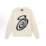 23S STU new knitted sweater with curved letter print, unisex, suitable for couples, versatile, pure cotton, long sleeve