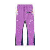 Correct version of Gallery Dept hand-painted splatter-ink patchwork drawstring high street casual sweatpants with a slight flare for men