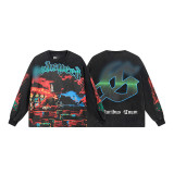 25ss cross-border foreign trade GOD American style trendy brand high street washed distressed loose casual long-sleeve T-shirt unisex