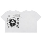 Travis Scott Cactus Jack trendy face and rose monument pattern printed casual short-sleeve T-shirt