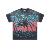 25ss cross-border foreign trade VALL trendy high street retro washed distressed street style direct-print rhinestone short-sleeve unisex T-shirt
