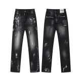 Cross-border foreign trade DSQUARED2 European and American trendy brand slim-fit skinny jeans with washed-out and distressed details for men