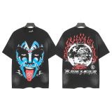 NFC Chip Hell Star HEEL Washed Vintage American Style Printed Short Sleeve T-Shirt