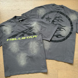 New trendy H Hell Star series printed double yarn pure cotton casual unisex summer loose short-sleeve T-shirt.