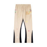 Correct version of Gallery Dept hand-painted splatter-ink patchwork drawstring high street casual sweatpants with a slight flare for men