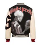 25ss cross-border foreign trade American fashion high street retro skull embroidery hip-hop street loose padded baseball jacket for men and women