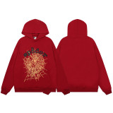 Cross-border foreign trade European and American trendy brand sp555der spider web letter print hoodie sweatshirt and pants set for men and women