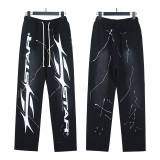 25ss high-quality Hellstar trendy high street washed distressed loose hoodie sweatshirt and pants unisex set