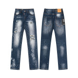 Cross-border foreign trade DSQUARED2 European and American trendy brand slim-fit skinny jeans with washed-out and distressed details for men