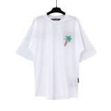 Foreign trade cross-border wholesale pa angel trendy brand coconut tree flame letter logo graffiti paint short-sleeve T-shirt for men and women