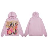 25ss high-quality VAL trendy high street vintage washed distressed white ink direct-print hoodie unisex sweatshirt