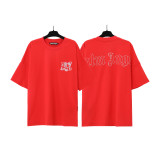Foreign trade cross-border wholesale pa angel trendy brand coconut tree flame letter logo graffiti paint short-sleeve T-shirt for men and women