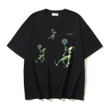 25ss European and American cross-border fashion high street OFF-WHITE high-quality printed graffiti loose short-sleeve T-shirt for men and women