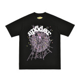 25ss Cross-Border Foreign Trade Sp555der American Trend High Street Rhinestone Foam Print Loose Fit Unisex Short Sleeve T-Shirt