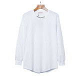 Wholesale authentic PA trendy brand long-sleeve T-shirt with palm tree design, large logo on the back, batwing sleeves, and oversized drop-shoulder top