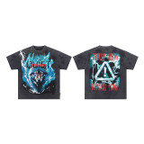 FIRST ROW LOST UTOPIA UNIVERSE CROPPED TEE white ink direct print short-sleeve T-shirt for men