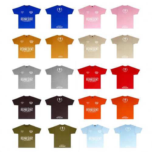REPRESENT Summer New Vintage Lark Bird Print Loose American Style Trendy Casual Short Sleeve T-Shirt for Men and Women