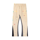 Correct version of Gallery Dept hand-painted splatter-ink patchwork drawstring high street casual sweatpants with a slight flare for men