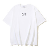 25ss European and American cross-border fashion high street OFF-WHITE high-quality printed graffiti loose short-sleeve T-shirt for men and women