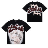 American-style alien print summer round-neck unisex loose casual short-sleeve T-shirt cross-border print short-sleeve collection
