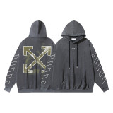 25ss cross-border foreign trade OFF American style trendy brand washed and distressed heavy religious oil painting print men's hoodie
