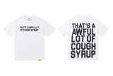 25ss American fashion high street COUGH SYRUP 3D white ink direct print rhinestone high street loose double yarn short sleeve t-shirt for men