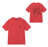 Summer trendy brand short-sleeve T-shirt with dice, black eight, and ice cream designs, basic American style couple's wear for summer