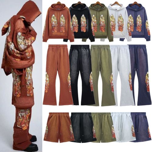 Who Decides War is a European and American trendy brand that offers cross-border vintage-style printed heavy-duty hooded sweatshirt sets