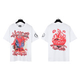 New cross-border HELL trendy high-quality vintage distressed T-shirt, loose fit printed short-sleeve T-shirt, unisex style for couples