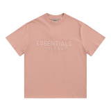 Heavyweight pure cotton FOG ICON small collar t-shirt, American style high-neck short-sleeve, loose fit, drop shoulder, unisex summer top