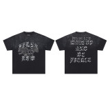 FIRST ROW LOST UTOPIA UNIVERSE CROPPED TEE white ink direct print short-sleeve T-shirt for men