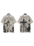 Cross-border American Hell Star niche trendy brand retro print casual loose round-neck short-sleeve T-shirt
