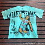 Cross-border American streetwear brand Vall washed distressed printed short-sleeve hip-hop loose street fashion T-shirt for men and women