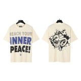 New cross-border HELL trendy high-quality vintage distressed T-shirt, loose fit printed short-sleeve T-shirt, unisex style for couples