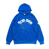25ss high-quality Sp555der trendy high street style rhinestone embossed letter spider web hoodie for men and women