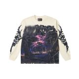 25ss high-quality GOD trendy high street vintage washed distressed printed zip-up hoodie loose long-sleeve T-shirt top
