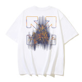 25ss European and American cross-border fashion high street OFF-WHITE high-quality printed graffiti loose short-sleeve T-shirt for men and women