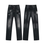 Cross-border foreign trade DSQUARED2 European and American trendy brand slim-fit skinny jeans with washed-out and distressed details for men
