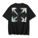 25ss European and American cross-border fashion high street OFF-WHITE high-quality printed graffiti loose short-sleeve T-shirt for men and women