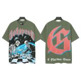 25ss Summer New Godspeed American Style Trendy Rock Street Hip-Hop Vintage Washed Printed Short Sleeve