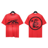 New cross-border HELL trendy high-quality vintage distressed T-shirt, loose fit printed short-sleeve T-shirt, unisex style for couples