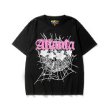 New Summer Spider Web Foam Print European and American Street Fashion Casual Loose Unisex Pullover Short Sleeve T-Shirt