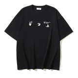 25ss European and American cross-border fashion high street OFF-WHITE high-quality printed graffiti loose short-sleeve T-shirt for men and women