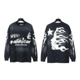 Hellstar trendy high street vintage washed distressed printed street rock sweatshirt long-sleeve T-shirt for men and women